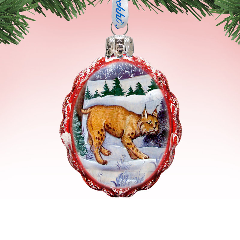 3'' Handmade Wood Holiday Shaped Ornament, Bobcat Keepsake