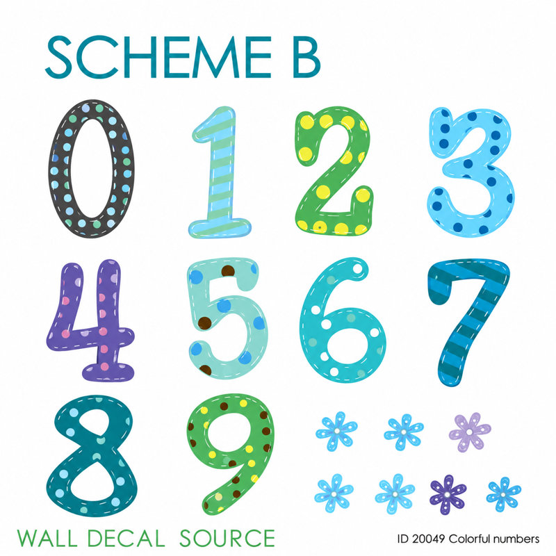 Text & Numbers Non-Wall Damaging Wall Decal, Scheme B