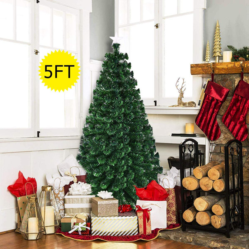 Lighted Artificial Fir Christmas Tree, 150cm H x 84cm W x 84cm D