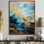 «Blue Sparkling Glam Gold Streams - Abstract Modern Waves», reproduction d'art murale