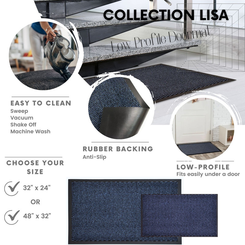 Tapis d'entrée intérieur antidérapant Lisa, Bleu, L 24 po x L 32 po
