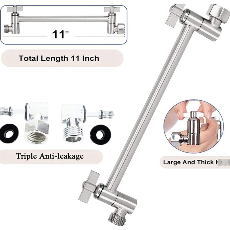 Brushed Nickel 10" Shower Head - Stainless Steel Rainfall, High , , Adjustable Arm For Wall Mount, Scaling Nozzle Characteristic Square Finish, Rainfall & Corrosion , Scaling- Advantage