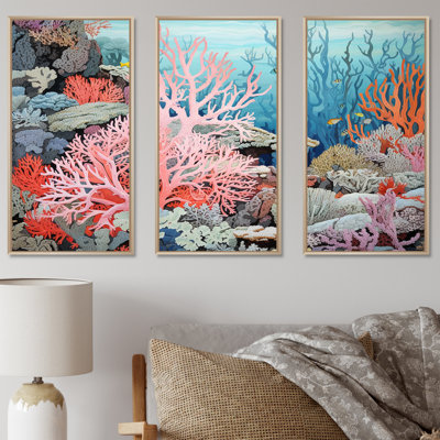 Ensemble de décorations murales colorées corail et anémones II - corail côtier sous l'eau
