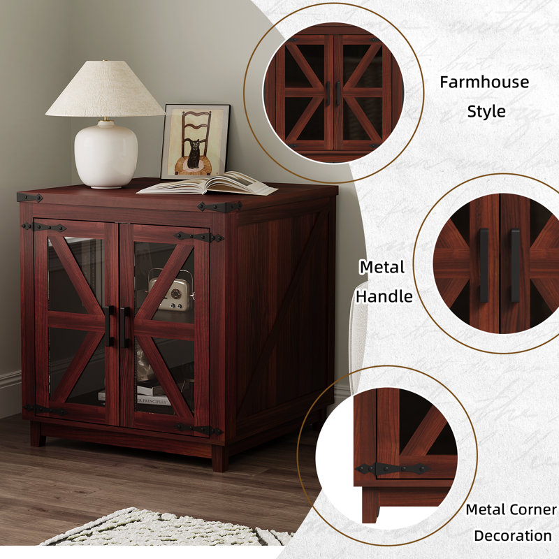 Table de bout avec station de charge, Plateau brun / base brune
