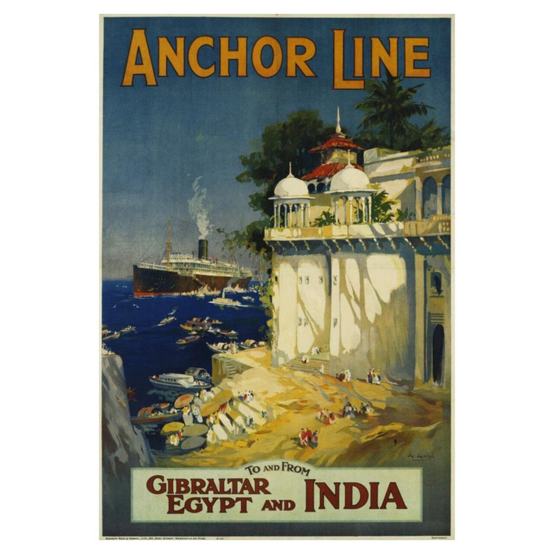 Affiche de voyage «Anchor Line» par W. Welsh - Estampe numérique, H 40 po x l 32 po