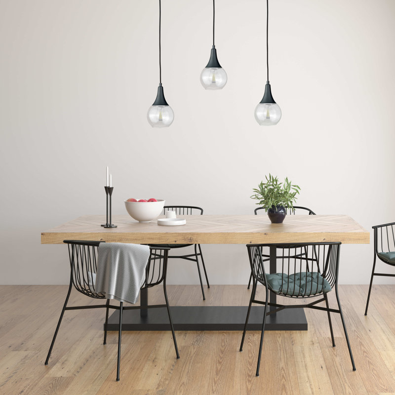 Olin - Light Clear Black Kitchen Island Pendant, Clear Black, 29cm H x 60cm W x 60cm D, 3