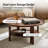 Transitional 40"W Round Unique Turned Spindle and Slab Leg Design Coffee Table with Storage Shelf-1348405257