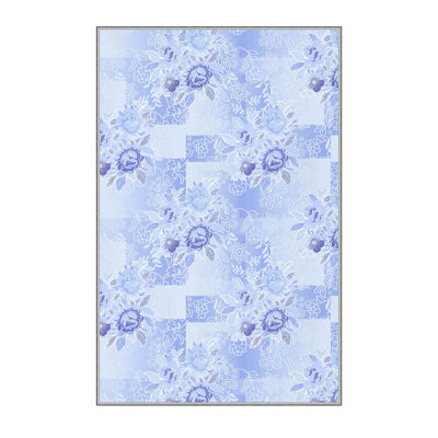 Tapis bleu pastel en polyester tissé à la machine Bobb