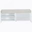 Banc de rangement à volets vieillis avec placage d'acacia pour le charme rétro du salon, entrée (blanc)-84258571