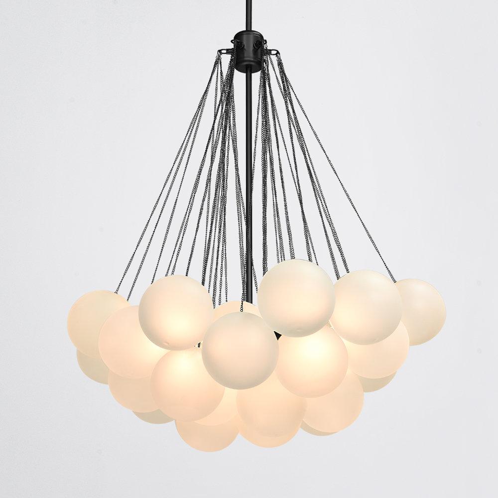 Aniston 3-Light Frosted Glass Bubble Globe Cluster Chandelier Kitchen Island Pendant Lamp