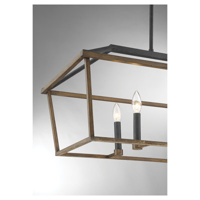 Sarmila 6-Light Linear Chandelier in Whiskey Wood