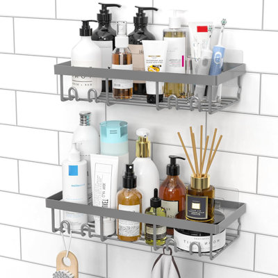 Shower Caddy Shelf Organiser 2 Pack, No Drill Shower Shelves,Self Adhesive Bathroom Storage