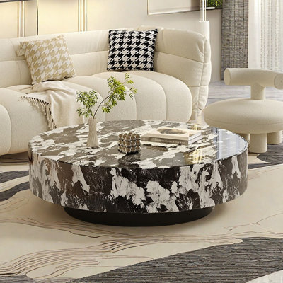 Simple luxury cream style marble coffee table