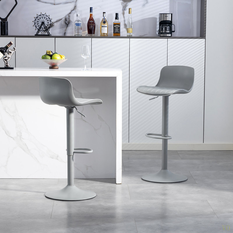 Ensemble de 2 tabourets de bar - tabourets de bar modernes en cuir de polyuréthane à hauteur de comptoir avec dossier, îlots de cuisine pivotants à hauteur réglable, sans accoudoirs, grande base