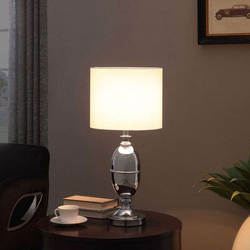 Lampe de table 25 po en chrome argent texturé Ambros, tension d'entrée: 110-120V