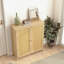Armoire de rangement Mid-Century moderne avec portes en rotin tissé et tablettes réglables - parfaite pour le salon et la salle à manger