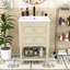 Meuble-lavabo compact avec lavabo en céramique, tablette inférieure, tiroirs basculants et en forme de U-1887452339