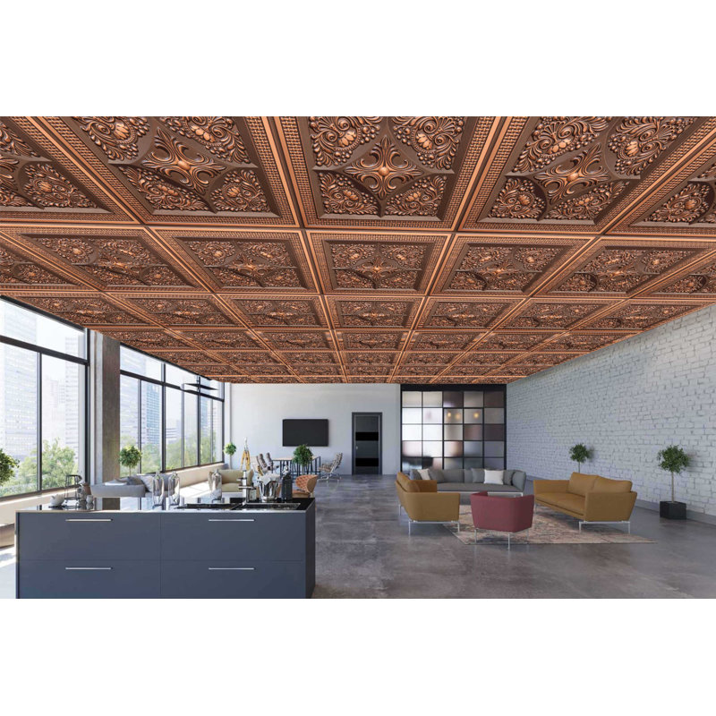 Carreau de plafond en PVC 2 pi x 2 pi Falkirk Perth, Cuivre antique
