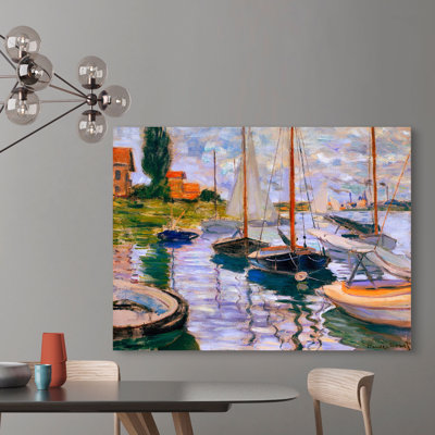 Sailboats On The Seine by Claude Monet - Wrapped Canvas Art Prints