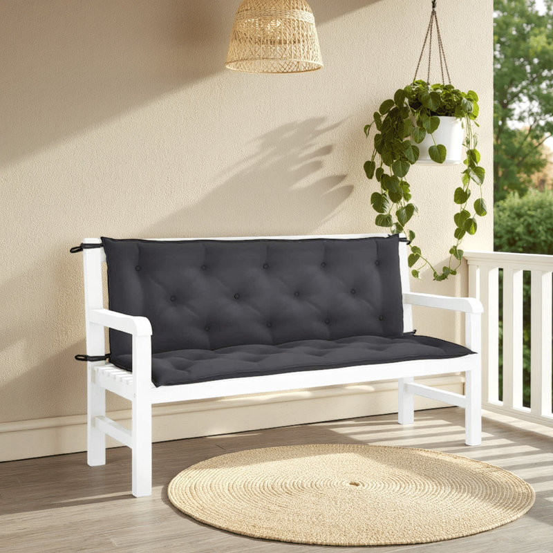 Coussin d'extérieur Claire pour banc, capitonné Oxford, Noir, noir, noir, noir, L 59,1 po x P 19,7 po