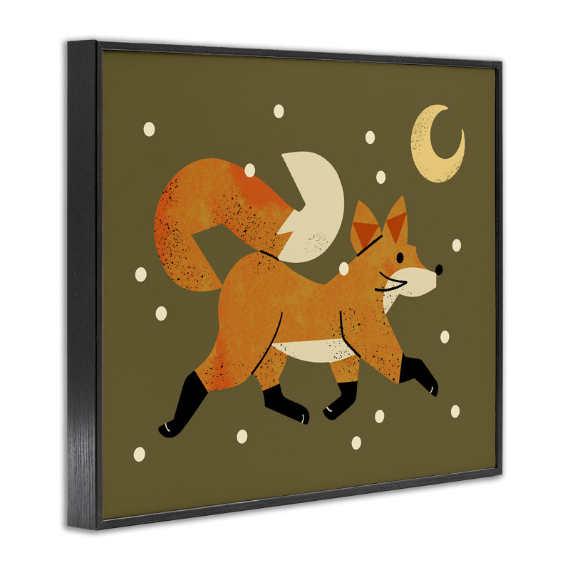 «Wandering Winter Fox», estampe numérique, design par Renea L. Thull, Giclée encadrée noir minuit, H 24 po x l 30 po
