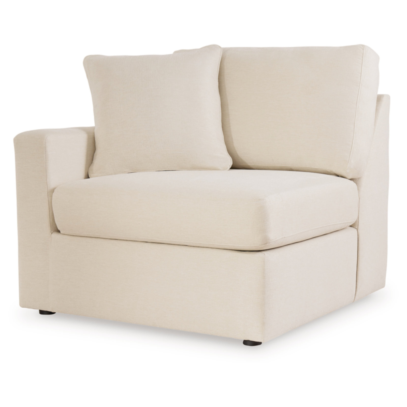 Bulwell Sectional With Chaise, Beige Polyester, 36" H x 140" W x 68"D, Right Hand Facing