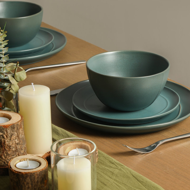 Stone Lain Infinity 24-Piece Dinnerware Set Stoneware, Green