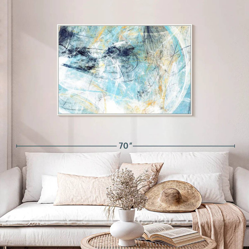 Texture dynamique Kalea, Cadre flottant blanc, 43 po x 29 po