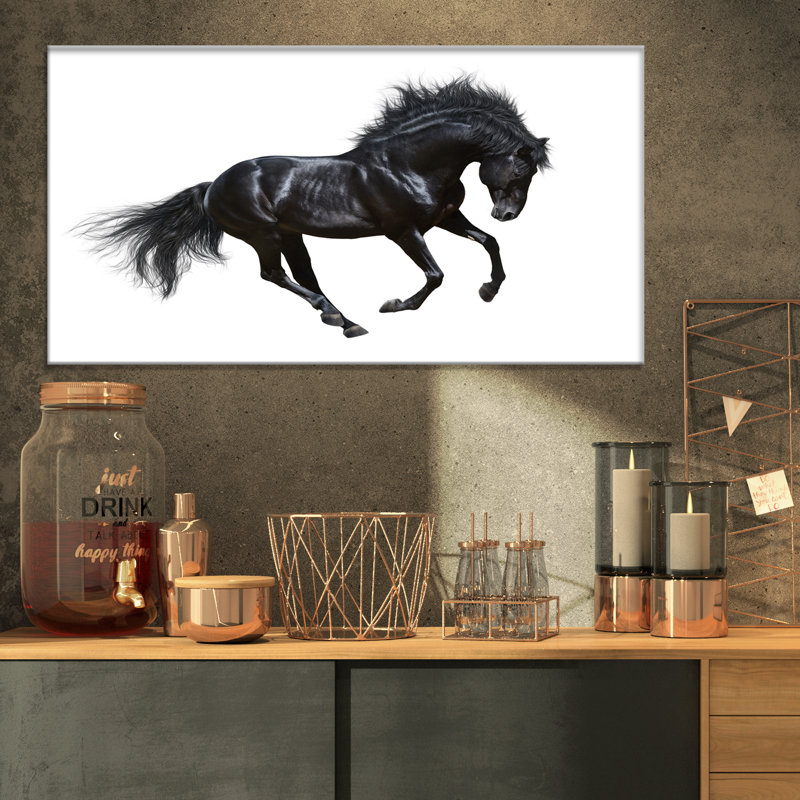 «Black Stallion in Motion», impression sur toile tendue, H 16 po x l 32 po x P 1 po
