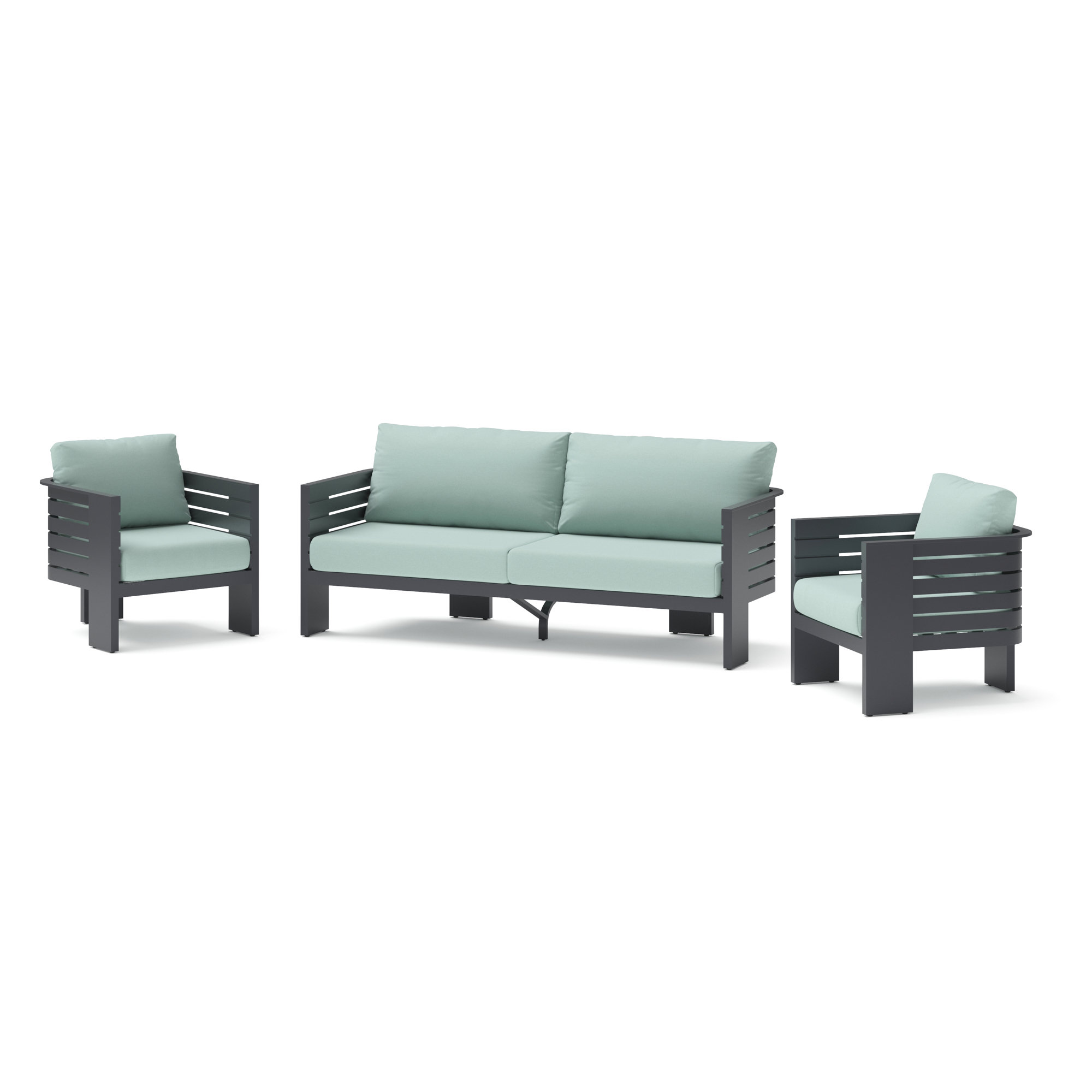 Ari 3 Piece Sunbrella® Outdoor Patio Seating Set, Spa Blue