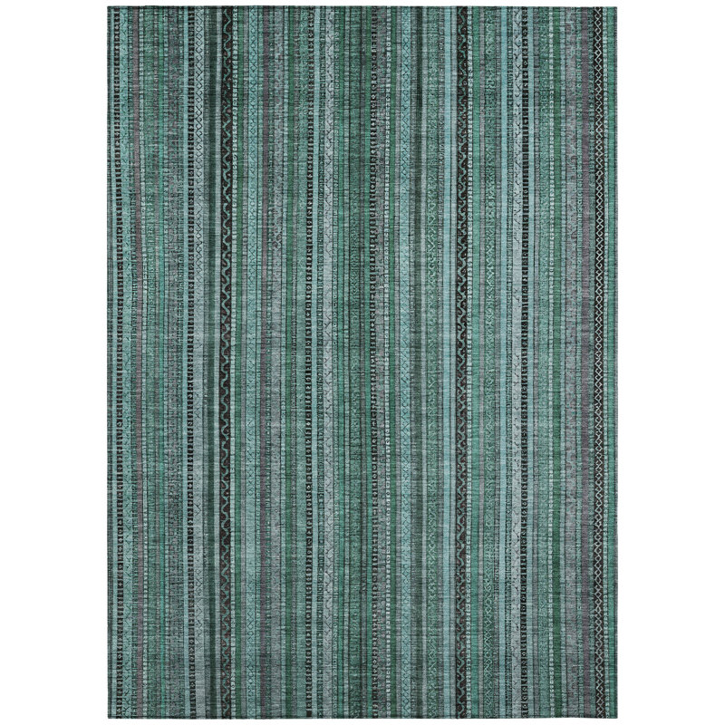 Velatrix Teal Washable Indoor-Outdoor Rug - LOOMLAN, 9' x 12'