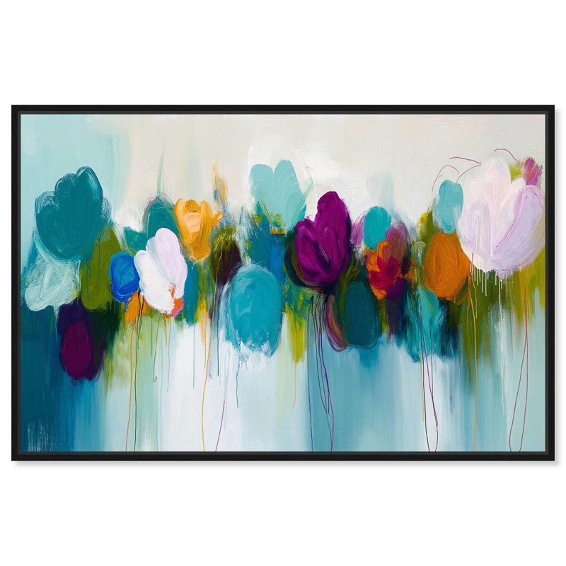 Art, art floral sur toile, H 10 po x l 15 po, Structure noire