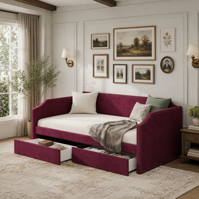 Upholstered Daybed with Storage Drawers