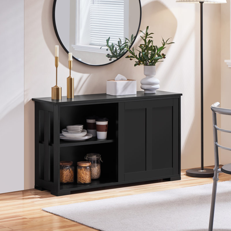 107cm Multifunctional Sideboard with Concealed Storage, Black