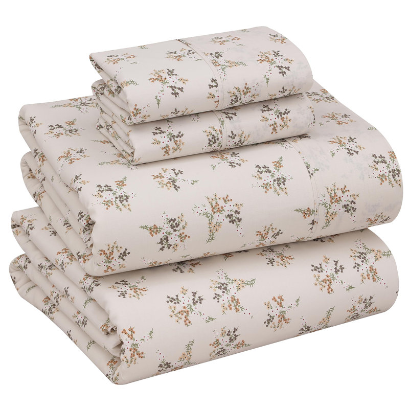 100% Cotton Sheets Sets Soft Crispy Percale Cooling Sheets 16 Inch Deep Pocket Bed Sheets, Twin Spring