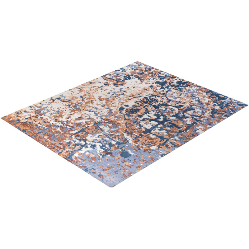 Tapis unique noué à la main moderne ivoire 8 pi 2 po x 10 pi 1 po Modern
