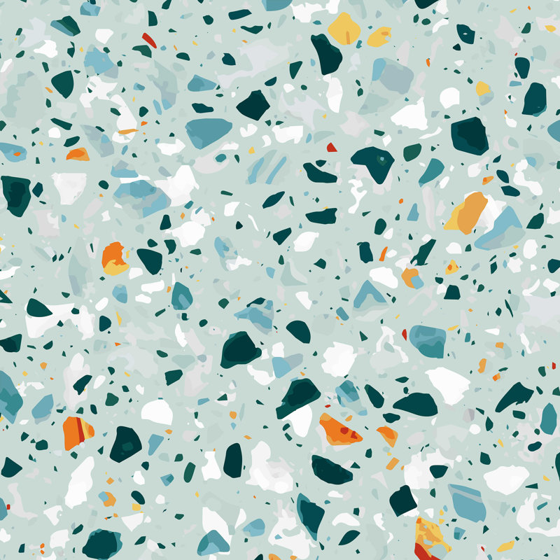 «Deview 83 Oranges Mint Terrazzo» par Uma Parabhakar Gokhale - reproduction d'art sur toile tendue, H 12 po x l 12 po