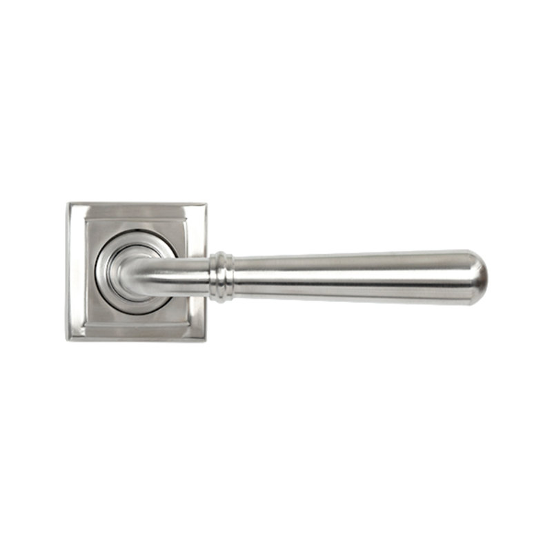 Polished Marine SS (316) Newbury Lever On Rose Set (Square) - Unsprung, Satin Marine