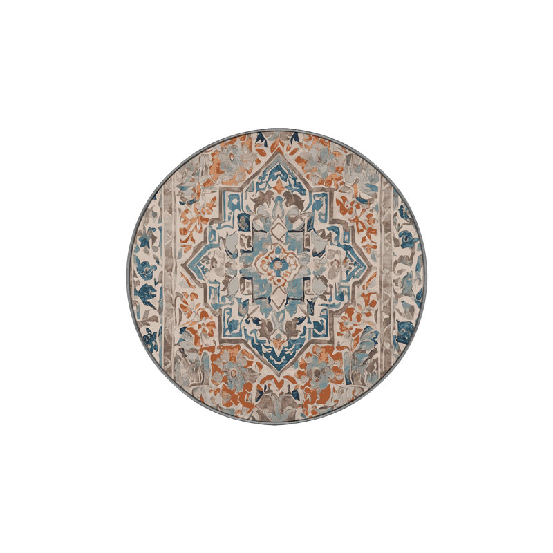 Tapis gris soyeux et moelleux, Rond 8 pi