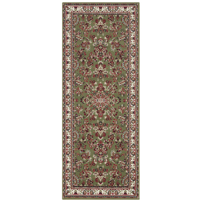 Zabul Tufted Green/Red/Cream Rug, Runner 80 x 250cm