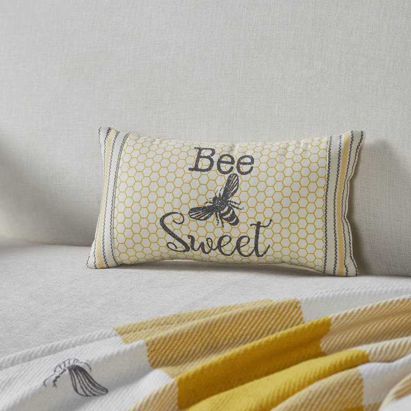 Buzzy Bees Striped Cotton Reversible Throw Pillow