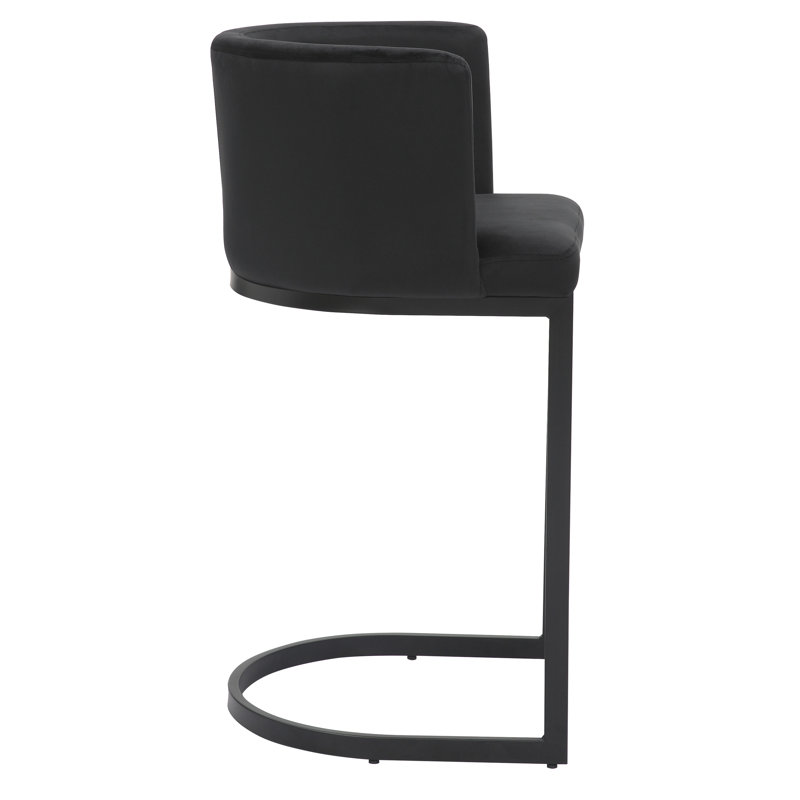 Adelaid Upholstered Counter Stool with Metal Frame, Black