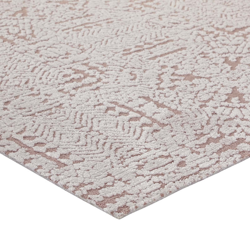 Ivory and Cameo Rose Moroccan 5x8 Synthetic Area Rug