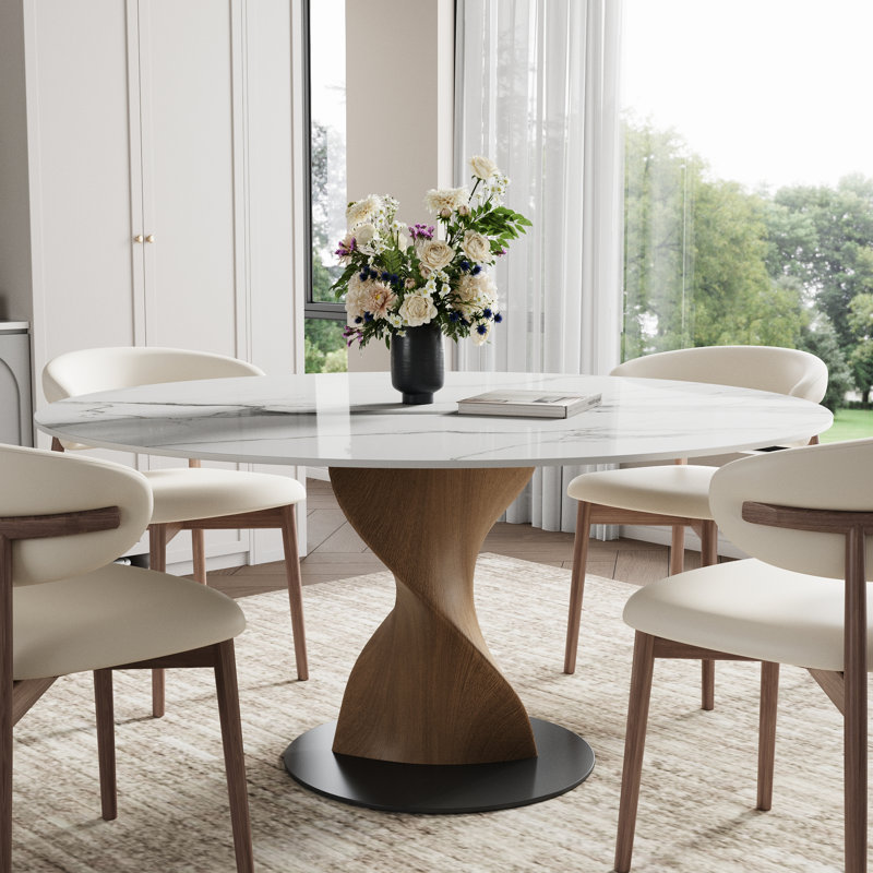 Table de salle à manger Contemporary, Brillant neigeux, 29.53"H x 47.24"L x 47.24"W