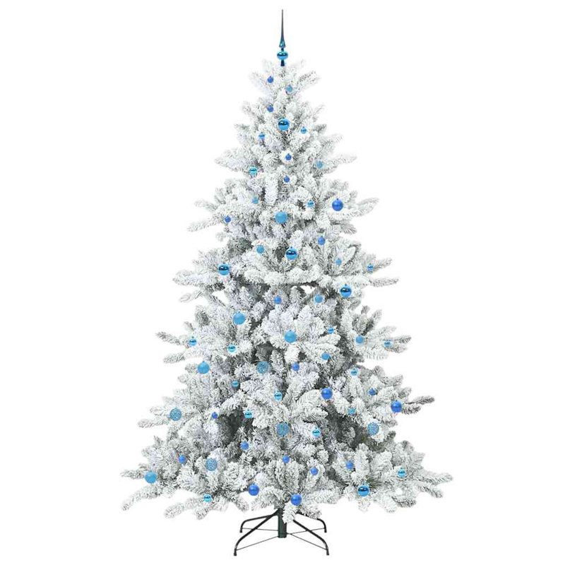 Artificial Hinged Christmas Tree with 300 LEDs, 7.87' H, White/Blue