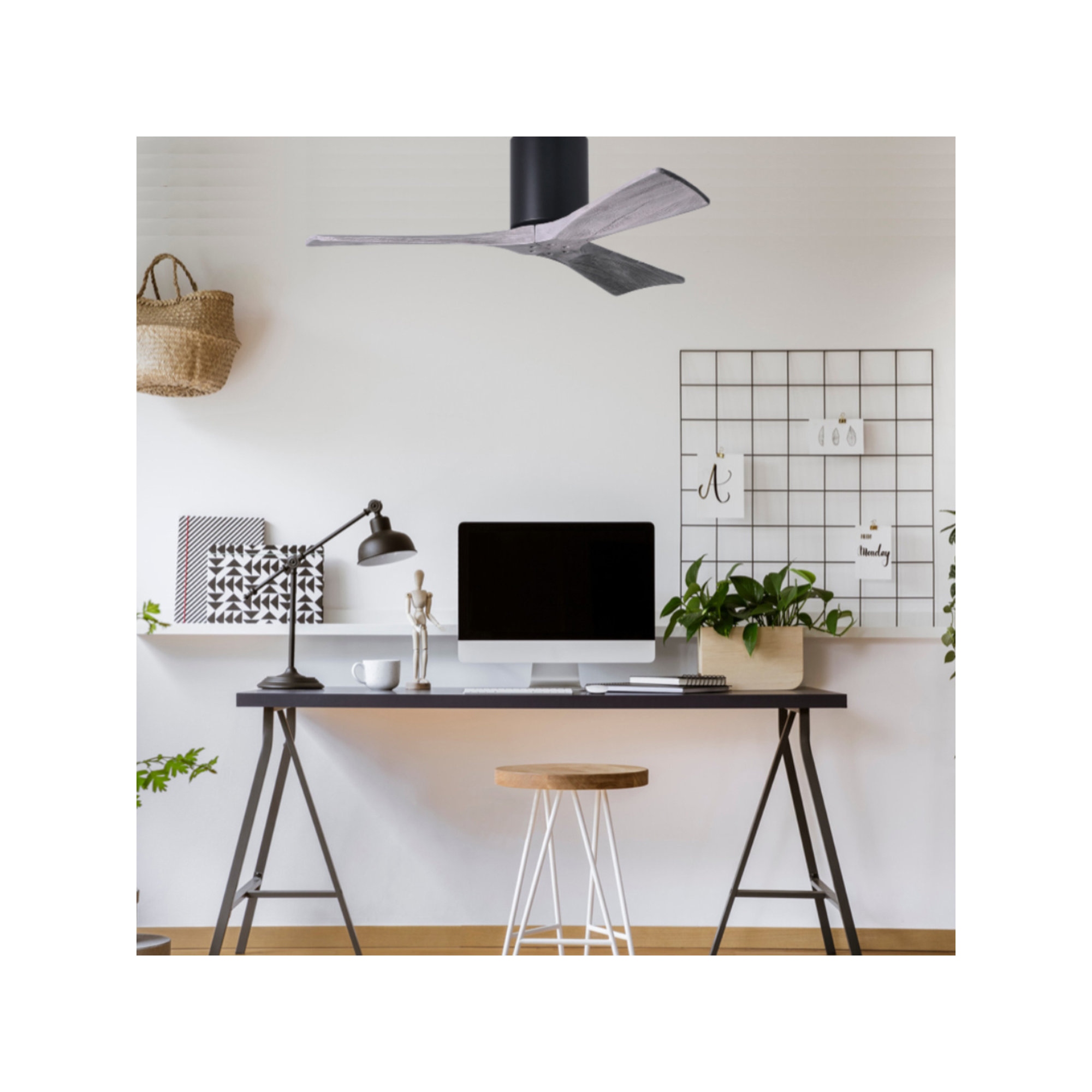 Olivier 3 Blade Ceiling Fan, Matte Black, Barn Wood Tone, 42"