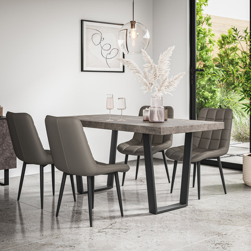 Wapella 4 - Person Dining Set, Gray/Black/Grey