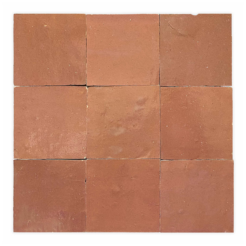 Moroccan Zellige 4" x 4" Ceramic Floor & Wall Tile, Copper Rose