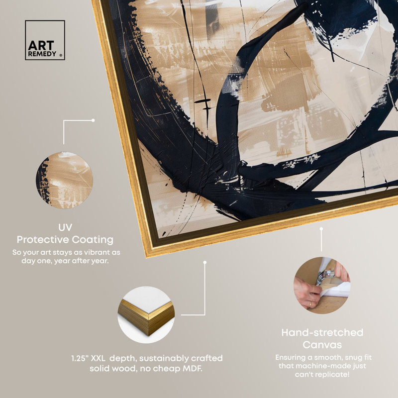 Gold Framed Abstract Canvas Art Print, 16.5" x 11.5"