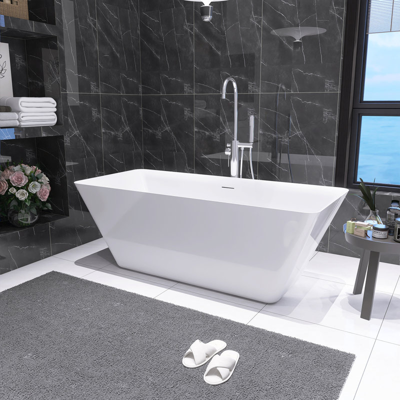 66" X 29.5" Freestanding Tub Acrylic Soaking Bathtub